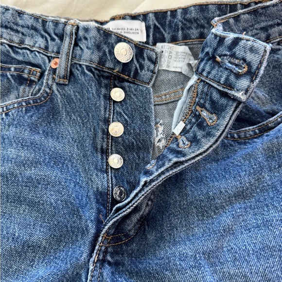Zara- Jeans women’s 2 blue denim 8197 buttons - Picture 4 of 8
